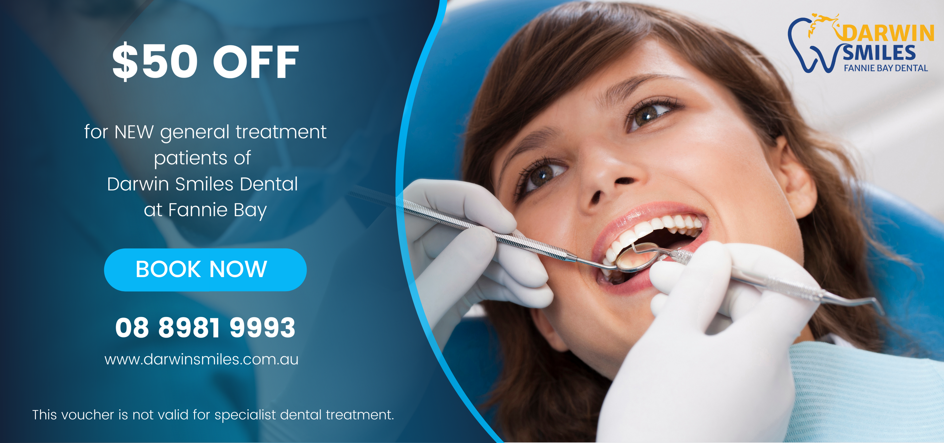 $50 discount voucher for new patients of Darwin Smiles dental clinic