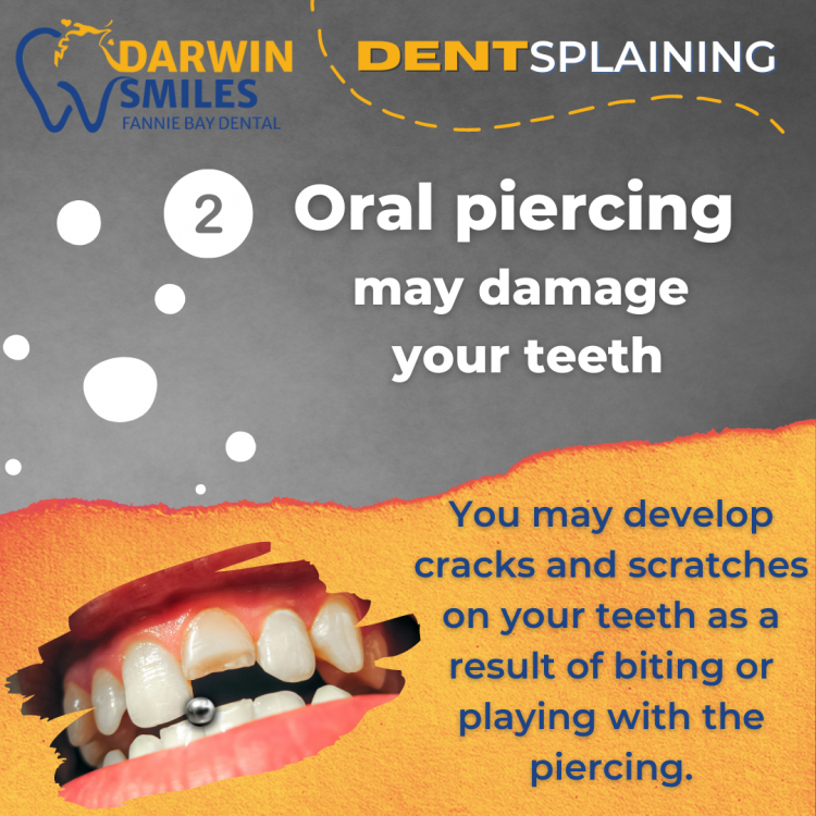 oral piercing teeth damage